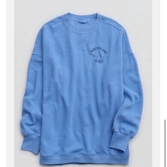 Aerie Women’s Oversized Getaway Sweatshirt Color Vitamin Sea - Picture 3 of 12